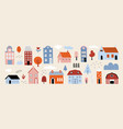 tiny houses city elements town buildings cute vector image