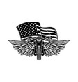 winged motorcycle on american flag background vector image