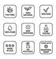 cbd oil icons set including thc free 100 natural vector image vector image