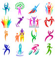 people logo sport fitness logotype vector image