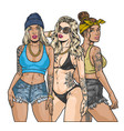 beautiful hot girls colorful label vector image