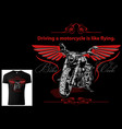 t-shirt for bikers with motorcycle vector image vector image