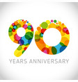 90 years anniversary circle colorful logo vector image vector image