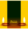 happy diwali yellow card with text space vector image vector image