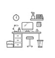 workspace line concept - outline workplace vector image