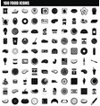 100 food icon set simple style vector image