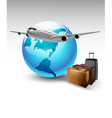background with airplane and globe travel concept vector image vector image