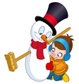 boy making snowman vector image