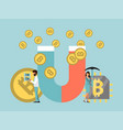 mining bitcoins magnet concept vector image
