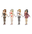beautiful girl in various lingerie set vector image vector image