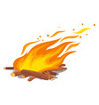 fire flame on wind cartoon campfire burning vector image vector image