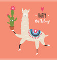 greeting card cute llama vector image vector image