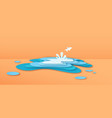 paper cut fish jumping in water puddle concept vector image