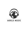 vintage world globe earth with earphone vector image vector image