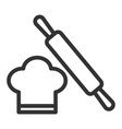 chef hat and dough rolling pin simple food icon vector image