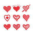 hand drawn hearts vector image
