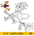 kids coloring with template a halloween witch vector image