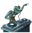 robot dj on vinyl turntables concert music vector image vector image