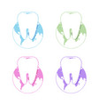 isolated white tooth logo set round shape vector image