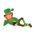 leprechaun with a pot coins isolated on a white vector image