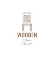traditional chair wood engrave hipster logo vector image vector image