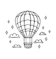 card with hot air balloon and cloud hand drawn vector image