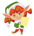 christmas helper standing with postcard vector image vector image