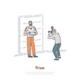 prisoner posing for police mugshot policeman vector image vector image