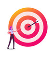 businesswoman character at huge target with arrow vector image