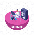 science 3d isometric research lab with laboratory vector image