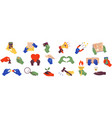 big set of colorful hands holding stuff showing vector image vector image