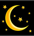 crescent moon and star symbol icon design vector image