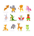 cute animal kids set character cartoon isolated vector image vector image