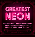 bright neon alphabet letters numbers and symbols vector image