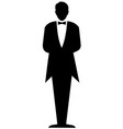 barmen waiter with empty tray silhouette vector image