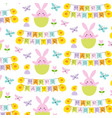 happy easter pattern with bunnies and chicks vector image vector image
