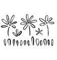 black ink flowers and petals isolated grunge vector image