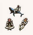 monkey astronaut with whale guitar skateboard vector image vector image