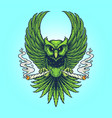 weed owl smoking cannabis vector image vector image
