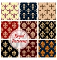 fleur-de-lys french royal seamless pattern set vector image vector image