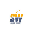 yellow blue sw s w alphabet letter logo company vector image