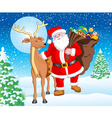 santa and reindeer with gift for christmas vector image