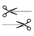 cutting scissors set with cut lines on white vector image vector image