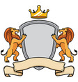 lions holding shield vector image vector image