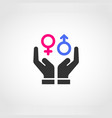 two hands protecting gender equality vector image