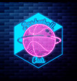 vintage basketball emblem glowing neon sign vector image vector image