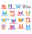 w letter corporate identity business icons vector image