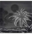 chalk palm tree and ocean sketch vector image vector image