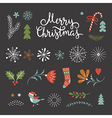 set of christmas graphic elements on a black backg vector image vector image