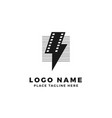 lightning film strip with line stripes logo brand vector image